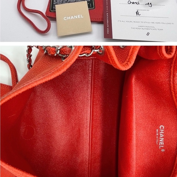 ❤️❤️Chanel❤️❤️ Red Caviar Leather Camellia Flower Accordion Chain Bag Matching P - Picture 9 of 9